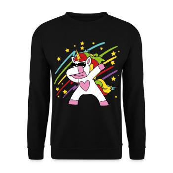 Cute Funny Cool Unicorn Unicorns fable - Unisex Sweatshirt - black - Front - Alina (178cm) & Michal (187cm)