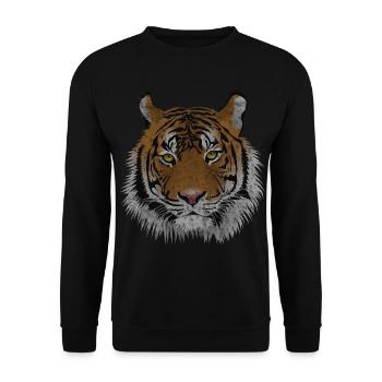 Vintage Tigerkopf - Unisex Pullover - Schwarz - Vorne - Alina (178cm) & Michal (187cm)
