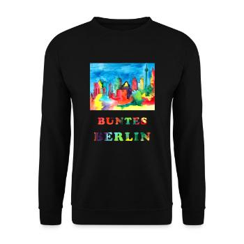 Berlin coloré - croquis aquarelle de monuments de Berlin - Sweat-shirt Unisexe - noir - Devant - Alina (178cm) & Michal (187cm)