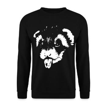 Süßes Freches Flinkes Haustier Zunge rausstrecken - Unisex Pullover - Schwarz - Vorne - Alina (178cm) & Michal (187cm)