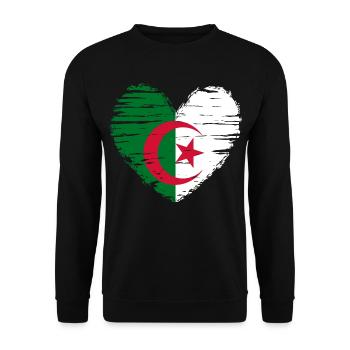 Algeria Heart Flag Flag Coat of Arms - Unisex Sweatshirt - black - Front - Alina (178cm) & Michal (187cm)