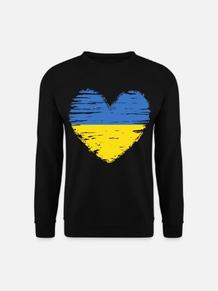 Ukraine Herz Flagge Fahne Wappen - Unisex Pullover - Schwarz