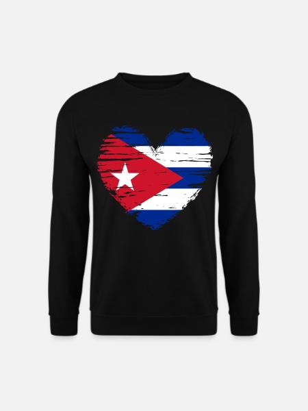 Cuba coeur drapeau blason - Sweat-shirt Unisexe - noir