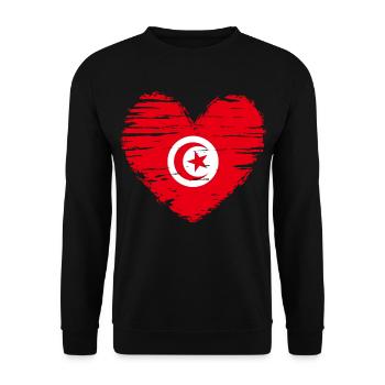 Tunisie coeur drapeau blason - Sweat-shirt Unisexe - noir - Devant - Alina (178cm) & Michal (187cm)