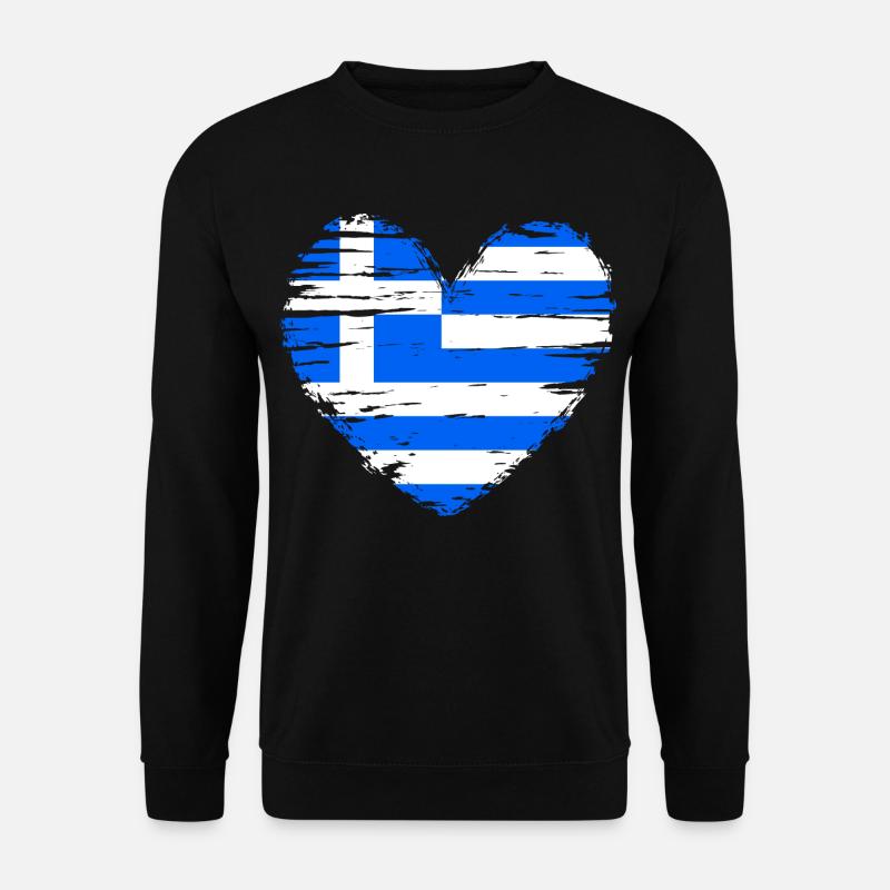 Grece coeur drapeau drapeau blason - Sweat-shirt Unisexe - noir