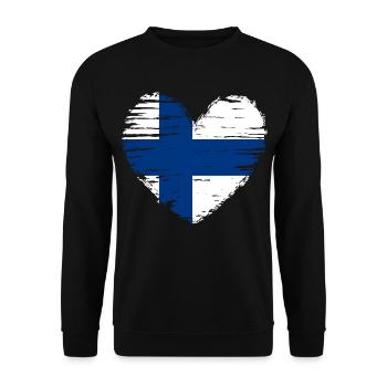 Finnland Herz Flagge Fahne Wappen - Unisex Pullover - Schwarz - Vorne - Alina (178cm) & Michal (187cm)