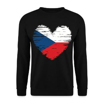 Tschechien Herz Flagge Fahne Wappen - Unisex Pullover - Schwarz - Vorne - Alina (178cm) & Michal (187cm)