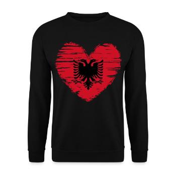 Albania Heart Flag Flag Coat of Arms - Unisex Sweatshirt - black - Front - Alina (178cm) & Michal (187cm)