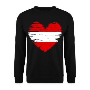 Österreich Herz Flagge Fahne Wappen - Unisex Pullover - Schwarz - Vorne - Alina (178cm) & Michal (187cm)