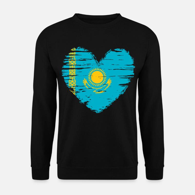 Kasachstan Herz Flagge Fahne Wappen - Unisex Pullover - Schwarz