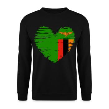 Sambia Herz Flagge Fahne Wappen - Unisex Pullover - Schwarz - Vorne - Alina (178cm) & Michal (187cm)