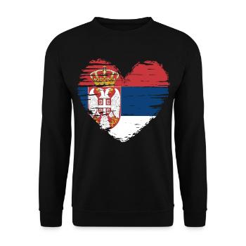 Serbie coeur drapeau blason - Sweat-shirt Unisexe - noir - Devant - Alina (178cm) & Michal (187cm)