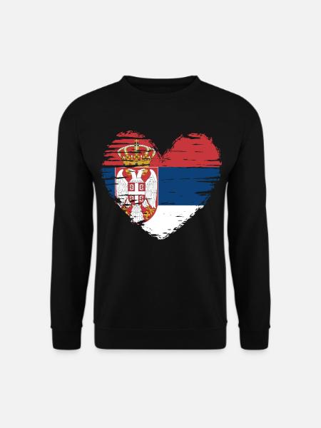 Serbie coeur drapeau blason - Sweat-shirt Unisexe - noir