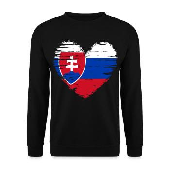 Slovakia Heart Flag Flag Coat of Arms - Unisex Sweatshirt - black - Front - Alina (178cm) & Michal (187cm)