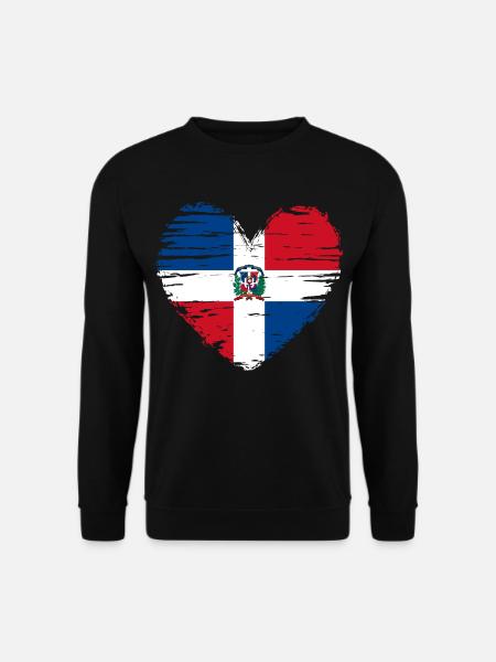 Dominikanische Republik Herz Flagge Fahne Wappen - Unisex Pullover - Schwarz