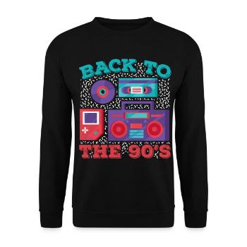 90s 90er - Unisex Pullover - Schwarz - Vorne - Alina (178cm) & Michal (187cm)