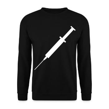 Medizinische Spritze Grafik weiß - Unisex Pullover - Schwarz - Vorne - Alina (178cm) & Michal (187cm)