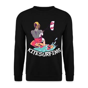 Kitesurfen Kiteboarding Kite Kiten - Unisex Pullover - Schwarz - Vorne - Alina (178cm) & Michal (187cm)
