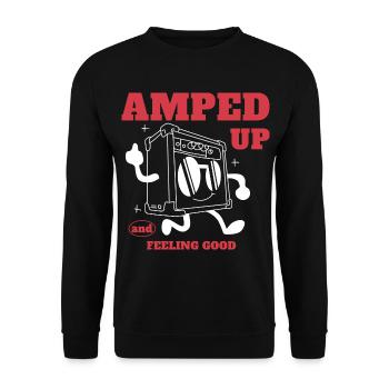 Vintage Gitarristen Design Gitarren Lehrer Amp - Unisex Pullover - Schwarz - Vorne - Alina (178cm) & Michal (187cm)