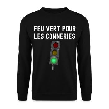 Feu vert pour les conneries cadeau homme - Sweat-shirt Unisexe - noir - Devant - Alina (178cm) & Michal (187cm)