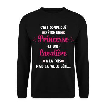 Compliqué princesse et d'être cavalière - Sweat-shirt Unisexe - noir - Devant - Alina (178cm) & Michal (187cm)