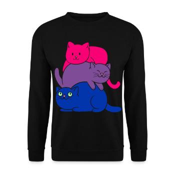 Bisexual Pride Cat Bisexual Cute Cats Pile - Unisex Pullover - Schwarz - Vorne - Alina (178cm) & Michal (187cm)