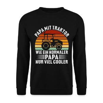 papa mit traktor Geschenk für vater bauer - Unisex Pullover - Schwarz - Vorne - Alina (178cm) & Michal (187cm)
