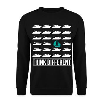 Think Different Sailing Boat - Unisex Pullover - Schwarz - Vorne - Alina (178cm) & Michal (187cm)