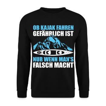 Kajak Geschenkidee Kanu Paddeln Kajakfahren - Unisex Pullover - Schwarz - Vorne - Alina (178cm) & Michal (187cm)