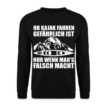 Kajak Geschenkidee Kanu Paddeln Kajakfahren - Unisex Pullover - Schwarz - Vorne - Alina (178cm) & Michal (187cm)