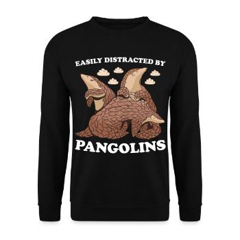 Easily Distracted By Pangolins Pangolin - Unisex Pullover - Schwarz - Vorne - Alina (178cm) & Michal (187cm)