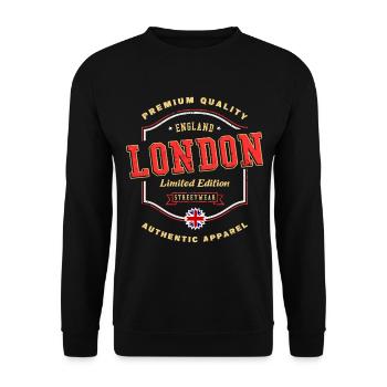 London England UK City Font Vintage Retro - Unisex Sweatshirt - black - Front - Alina (178cm) & Michal (187cm)