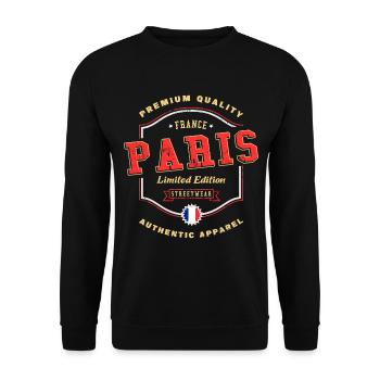 Paris France City Font Vintage Rétro - Sweat-shirt Unisexe - noir - Devant - Alina (178cm) & Michal (187cm)