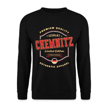 Chemnitz Germany City Font Vintage Retro - Unisex Sweatshirt - black - Front - Alina (178cm) & Michal (187cm)
