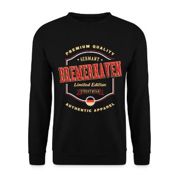 Bremerhaven Germany City Font Vintage - Unisex Sweatshirt - black - Front - Alina (178cm) & Michal (187cm)
