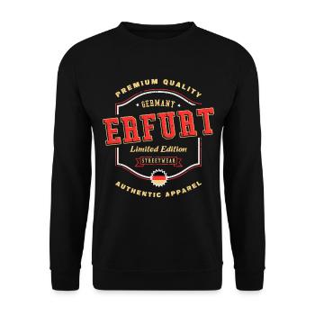 Erfurt Germany City Font Vintage Retro - Unisex Sweatshirt - black - Front - Alina (178cm) & Michal (187cm)