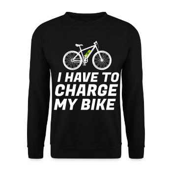 Ich muss mein Fahrrad aufladen E-Bike Elektro-Moun - Unisex Pullover - Schwarz - Vorne - Alina (178cm) & Michal (187cm)