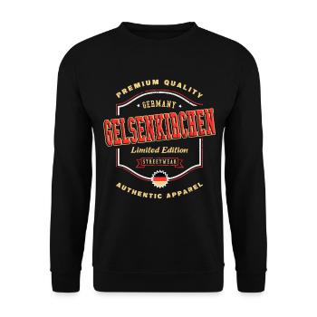 Gelsenkirchen Germany City Font Vintage - Unisex Sweatshirt - black - Front - Alina (178cm) & Michal (187cm)