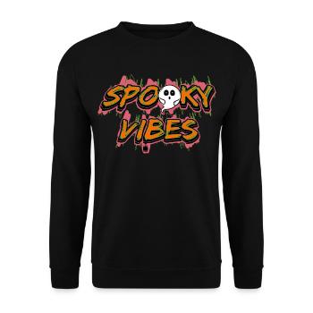 Sweet Ghosts Halloween Sayings Spooky Vibes - Unisex Sweatshirt - black - Front - Alina (178cm) & Michal (187cm)