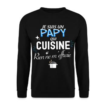 Je Suis un papy qui cuisine Cadeau Pour Mon Papi - Sweat-shirt Unisexe - noir - Devant - Alina (178cm) & Michal (187cm)