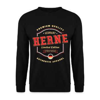 Herne Germany City Font Vintage Retro - Unisex Sweatshirt - black - Front - Alina (178cm) & Michal (187cm)