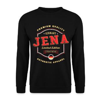 Jena Germany City Font Vintage Retro - Unisex Sweatshirt - black - Front - Alina (178cm) & Michal (187cm)