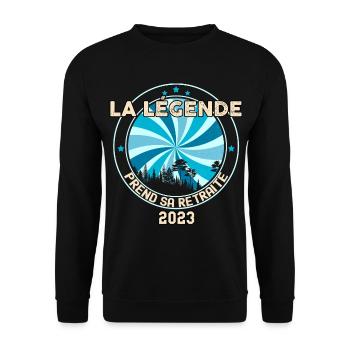 Retraité legende 2023 humour Cadeau Homme - Sweat-shirt Unisexe - noir - Devant - Alina (178cm) & Michal (187cm)