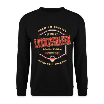 Ludwigshafen Germany City Vintage Retro - Unisex Sweatshirt - black - Front - Alina (178cm) & Michal (187cm)