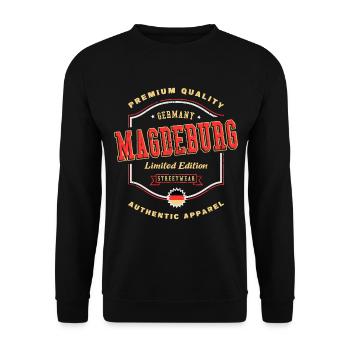 Magdebourg Allemagne City Font Vintage Retro - Sweat-shirt Unisexe - noir - Devant - Alina (178cm) & Michal (187cm)