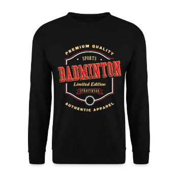 Badminton Federball Sport Vintage Retro - Unisex Pullover - Schwarz - Vorne - Alina (178cm) & Michal (187cm)