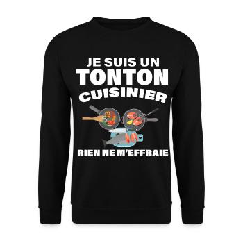 J'aime La Cuisine De Mon Tonton - Sweat-shirt Unisexe - noir - Devant - Alina (178cm) & Michal (187cm)