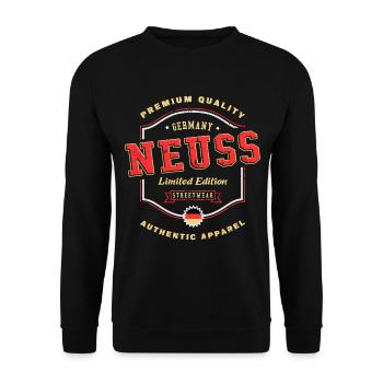 Neuss Germany City Font Vintage Retro - Unisex Sweatshirt - black - Front - Alina (178cm) & Michal (187cm)
