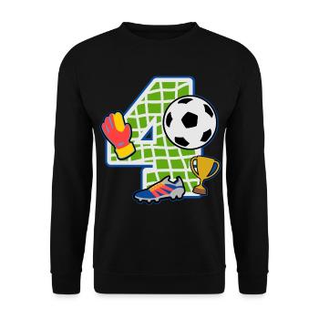 Football 4th birthday party number 4 - 4 years - Unisex Sweatshirt - black - Front - Alina (178cm) & Michal (187cm)