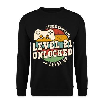 Niveau 21 débloqué - anniversaire 21 ans - Sweat-shirt Unisexe - noir - Devant - Alina (178cm) & Michal (187cm)